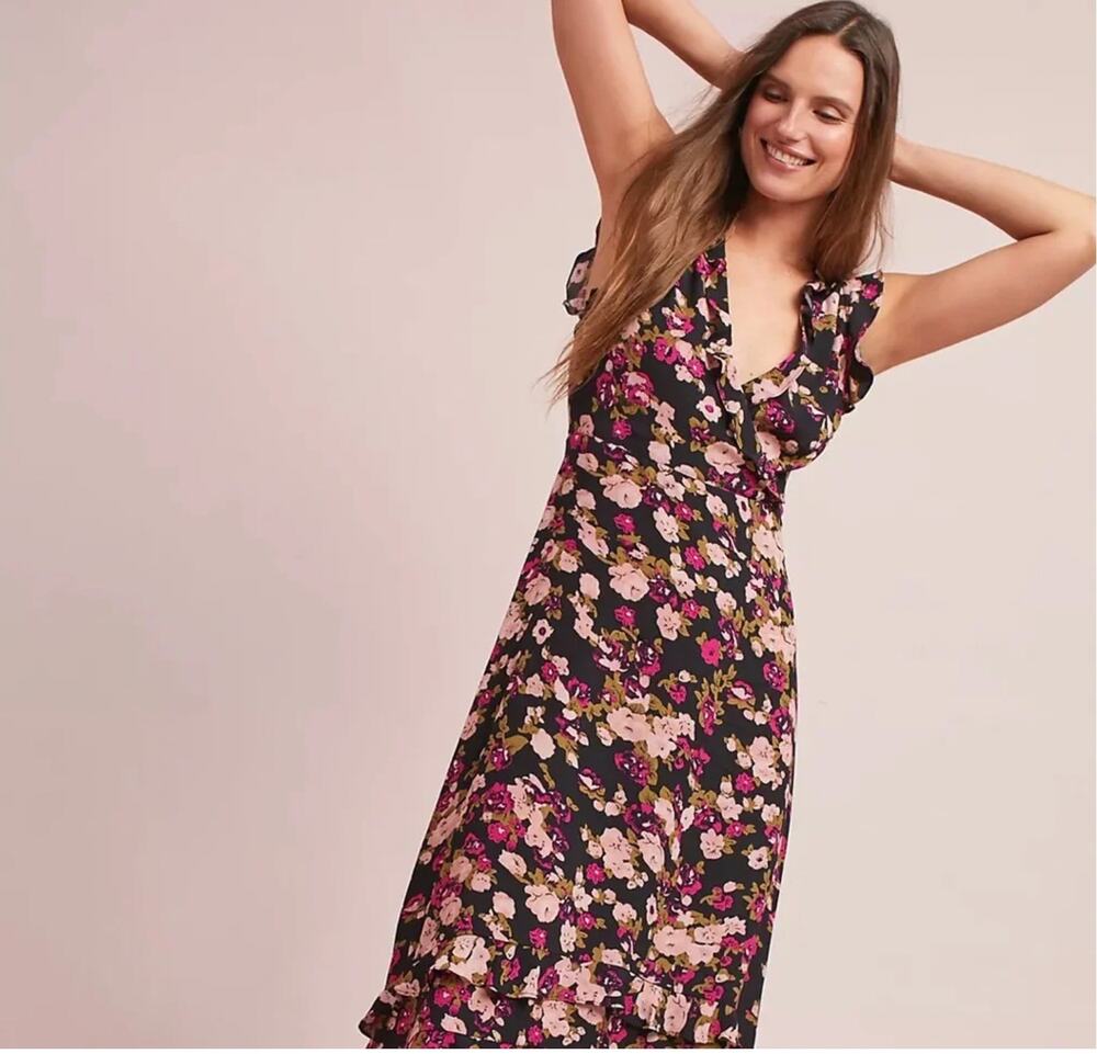 Plenty by Tracy Reese Gaia Floral Ruffle Dress Anthropologie M